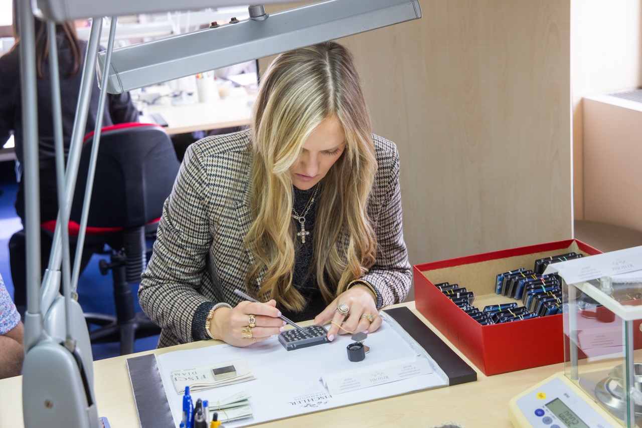 Selecting diamonds at the Antwerp diamond district
