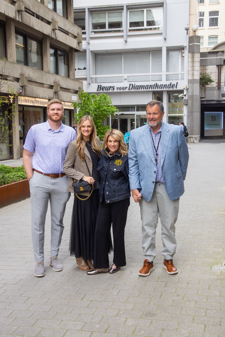Mitchell family outside the Antwerp Diamond Exchange